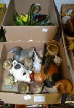 A selection of various animal and garden bird figures, and a box of miscellaneous