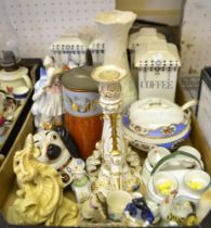 A box containing a selection of useful and collectible china wares