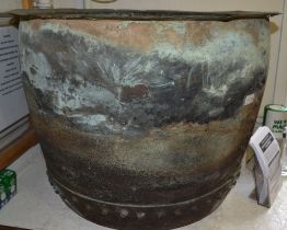 A Victorian riveted large sized copper 57cm high x 72cm diameter