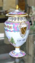 Spode Copeland's china urn shaped potpourri, with lid and reticulation around lip, hand painted poly