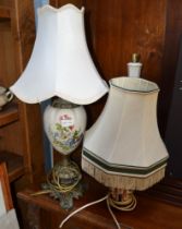 Three various porcelain table lamps