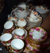 A gilt six piece tea set by Royal Albert and a quantity of Amari china