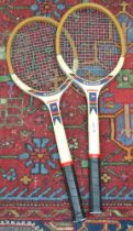 Two retro 'Dunlop' wooden tennis rackets