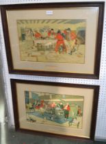After Cecil Aldin - "The Hunt Breakfast" an "The Hunt Supper", a pair of chromolithographs, 34cm x 4