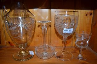 Four pieces of Victorian 'fern leaf' glass