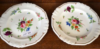 A pair of "Bloor" Derby cabinet plates c.1830, with hand painted floral sprays, and gilt highlights,