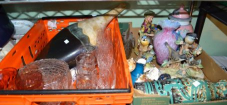 Two crates of mixed glass ware and porcelain