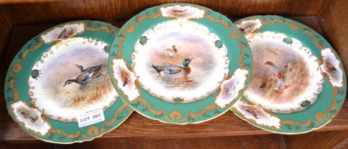 A trio of Cauldon (Brown, Westhead, & Moore& co.) for Tiffany & Co. cabinet plates with hand painted