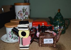 Portmeirion storage jars and collectable miniature teapots