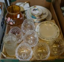 A set of six glass brandy glasses plus other china wares etc