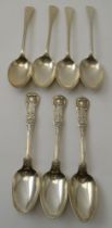 William Eaton, three early Victorian cast silver dessert spoons, Kings pattern, London 1844, togethe