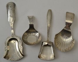 Peter Lambert, a Scottish silver caddy spoon,on scallop bowl design, Edinburgh 1820, together with t