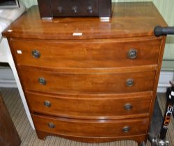 Burton Furniture re-pro mahogany bow front four drawer chest