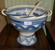 Bredon studio pottery hand painted soup tureen with a pottery ladle