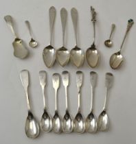 Richard Garde (of Broad Lane, Cork), a set of four Irish silver condiment spoons, fiddle pattern, Du