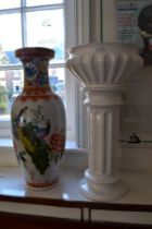 Chinese floor vase and a planter on stand