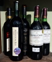 Five bottles of mixed Australian red wines