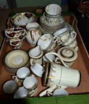 A Meito China six piece coffee service plus assorted Fenton and Royal Albert tea and dinner wares