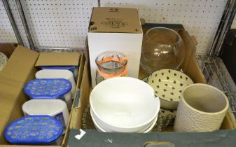 Selection of domestic pottery and glass with five new de-humidifiers