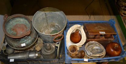 Two small crates of useful and collectable domestic items