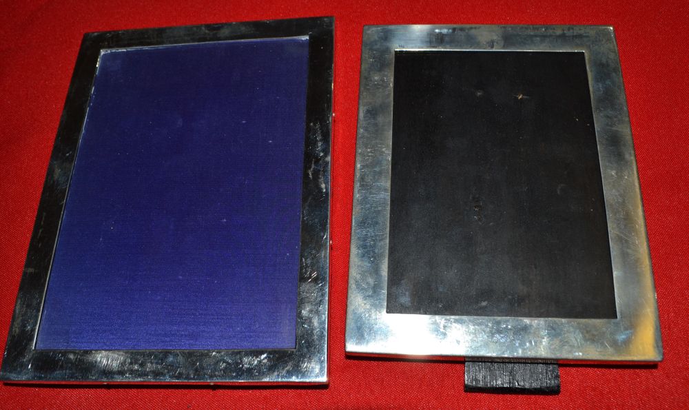 Two plain silver photograph frames