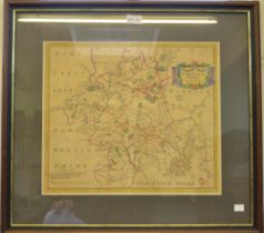 Robert Morden, map of Worcestershire, hand coloured, 37cm x 44cm, framed, mounted and glazed