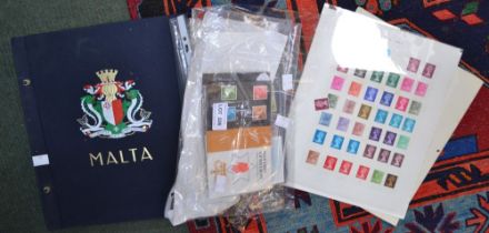 A Malta stock book plus first day covers etc