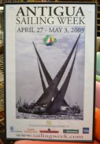 A framed and glazed poster of the Antigua sailing week 2003