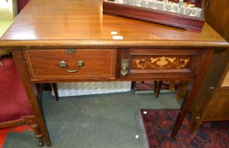 A 19th century inlaid side-table with drawer and cupboard