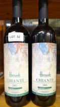 Two bottles of 'Harrods' branded chianti - 2001 & 2002 - Italian red wine