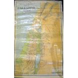 A vintage hanging wall map of Palestine