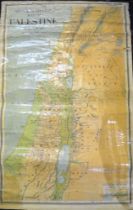 A vintage hanging wall map of Palestine