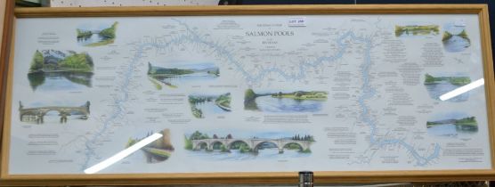 A fisherman's map of salmon pools on the river Tay, framed and glazed