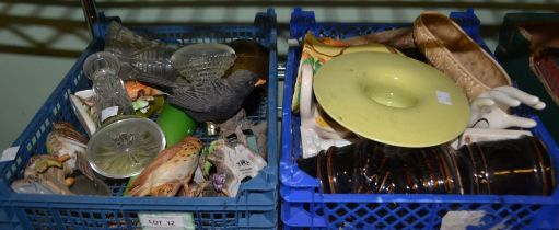 Two small crates of china and glass