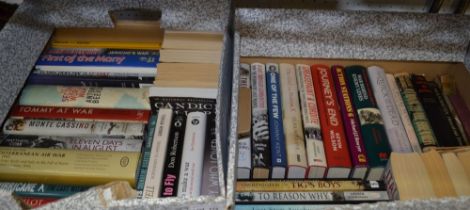 Two boxes of military books, hardback and paperback
