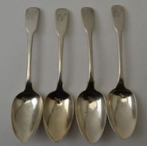 A matched set of four silver dessert spoons, London 1817, fiddle pattern, monogrammed, combined wei