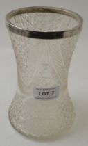 Lee & Wigfull, a cut glass silver rimmed flower vase, Sheffield 1904, 18cm high