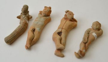 A collection of four Sung Dynasty type, reclining ceramic figures around 13cm long (4)