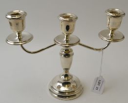 Cooper Brothers & Sons Ltd. A silver two branch candelabra, Birmingham 1972, 20cm high (highest poin