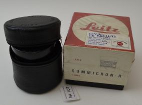 A "Leitz" Summicron-R 1.2/90 E55 3343548 lens in pouch with original box