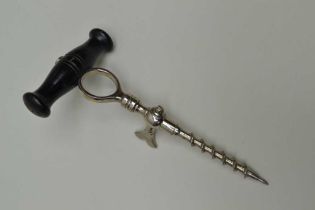 First quarter 20th century English champagne tap with ebonised handle