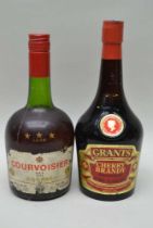 Courvoisier Cognac - old bottling and a Grant's Cherry Brandy - old bottling