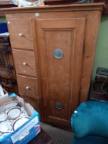 An old pine larder cupboard with four large drawers