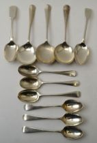 Frank Cobb & Co. Ltd. A set of three silver rattail design soup spoons, Sheffield 1944, together wit