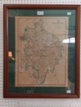 Edwin Weller - a framed and glazed map of Warwickshire