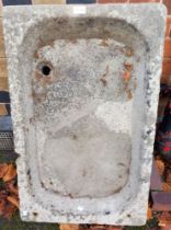 A carved limestone sink (garden planter) 86cm x 54cm