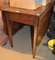 A George lll elm drop leaf table on squared tapering supports, 96cm