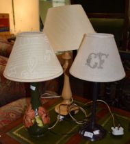 Moorcroft Pottery table lamp and shade together with other lamps various