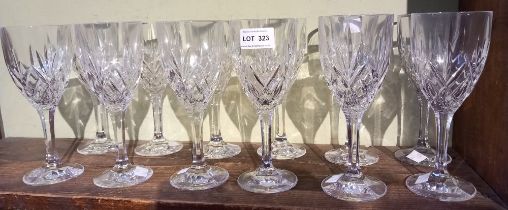 Twelve good quality lead crystal wine glasses