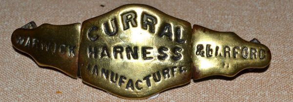 A vintage horsebrass, Curral Harness Manufacturer of Warwick & Barford